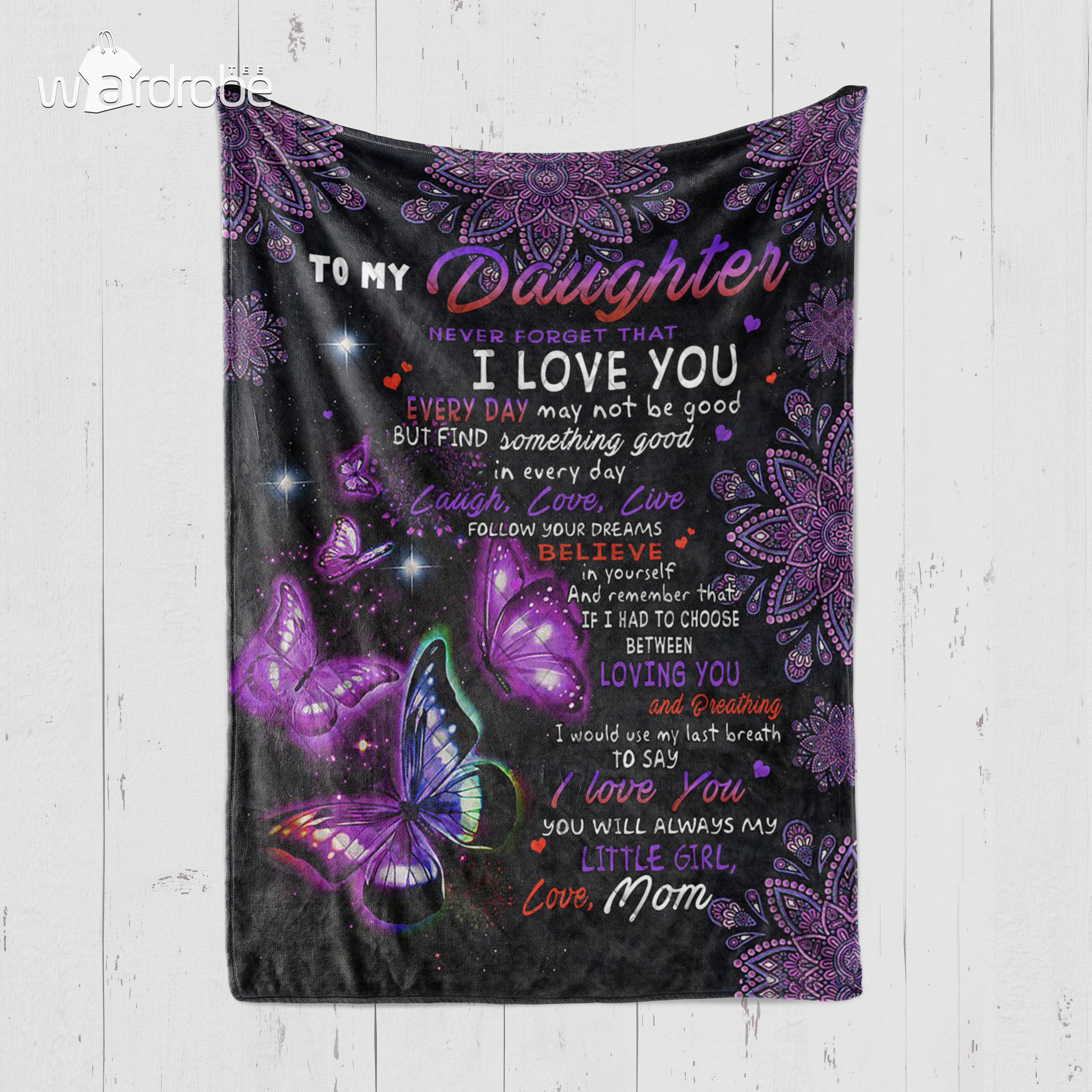 Custom Blanket Purple Butterfly To My Daughter Blanket – Gift For Daughter – Quilt Blanket