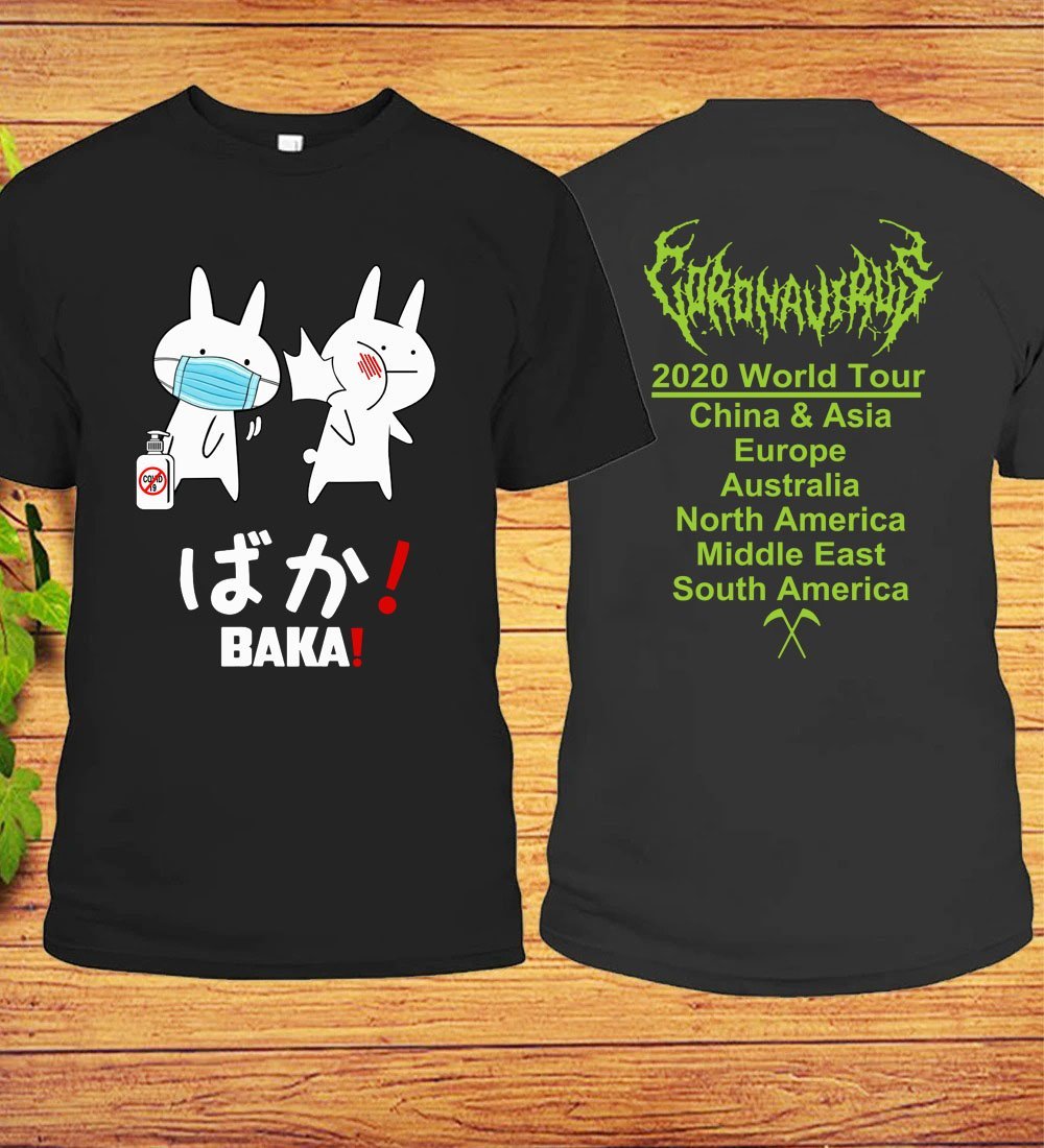 Baka Rabbit Slap Mask Covid-19 World Tour Front & Back T-shirt