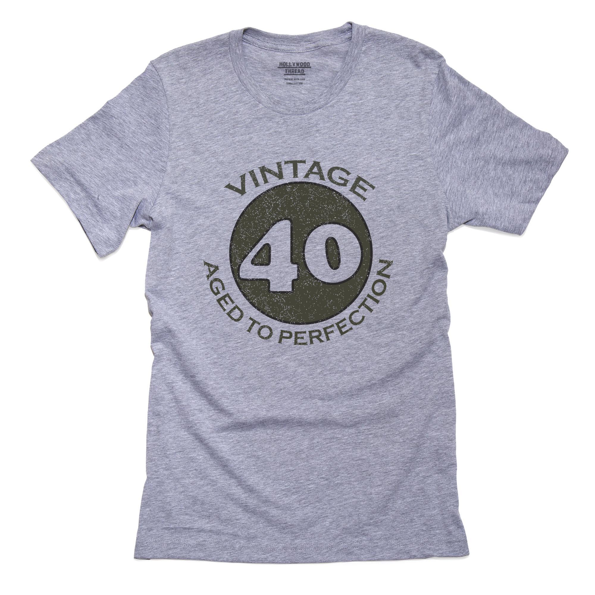 40 Vintage Aged To Perfection – Birthday Design T-Shirt, Framed Print, Pillow, Golf Towel