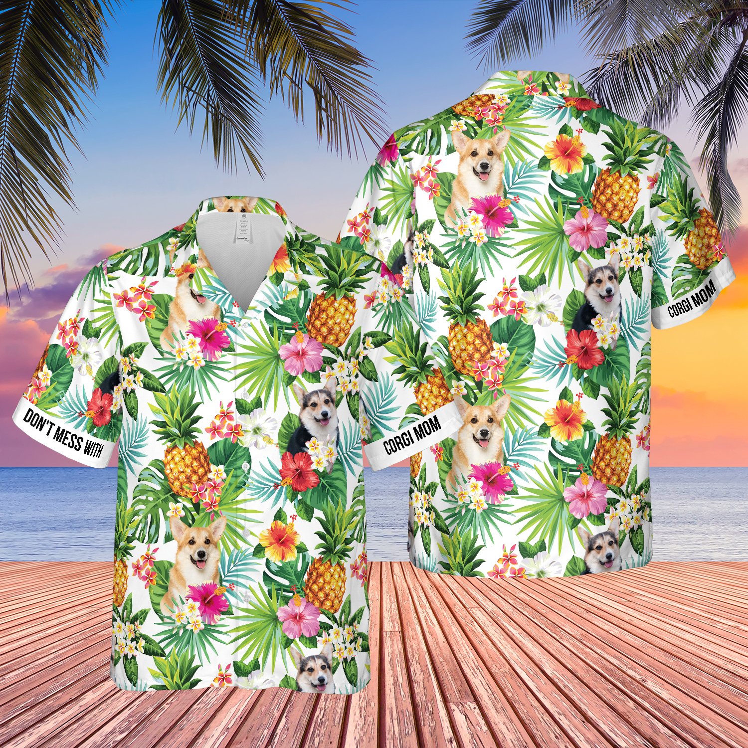 Mess With Corgi Mom Pineapple Tropical Hawaii Shirt Ha21859