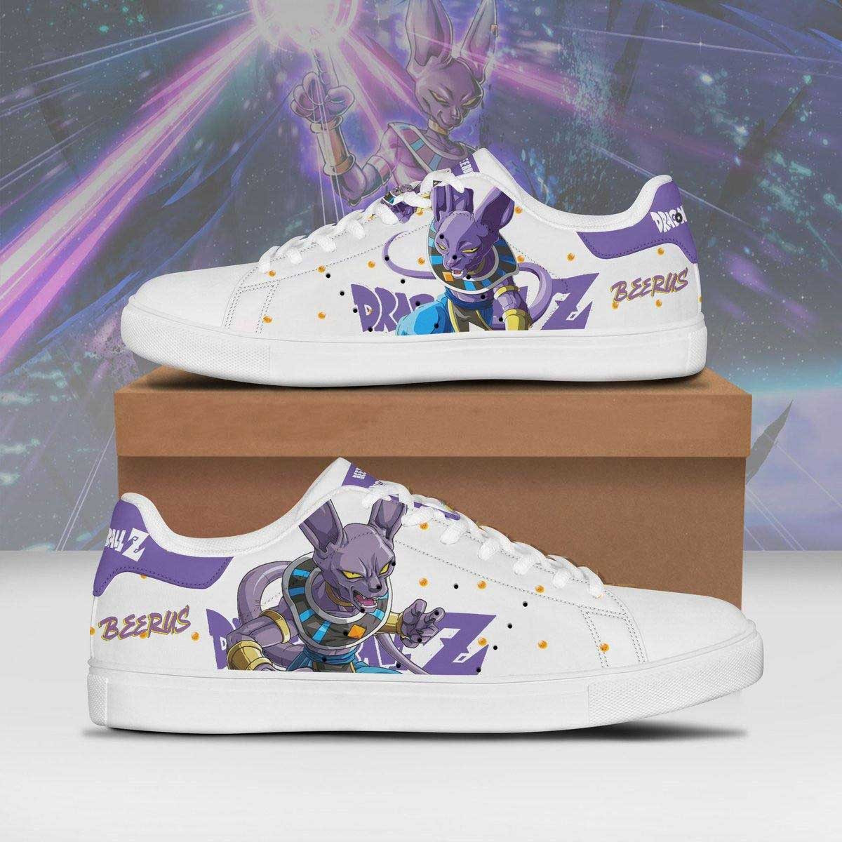 Dragon Ball Beerus Anime Christmas Gift For Fan Low Top Leather Skate Shoes Sneakers For Man And Women