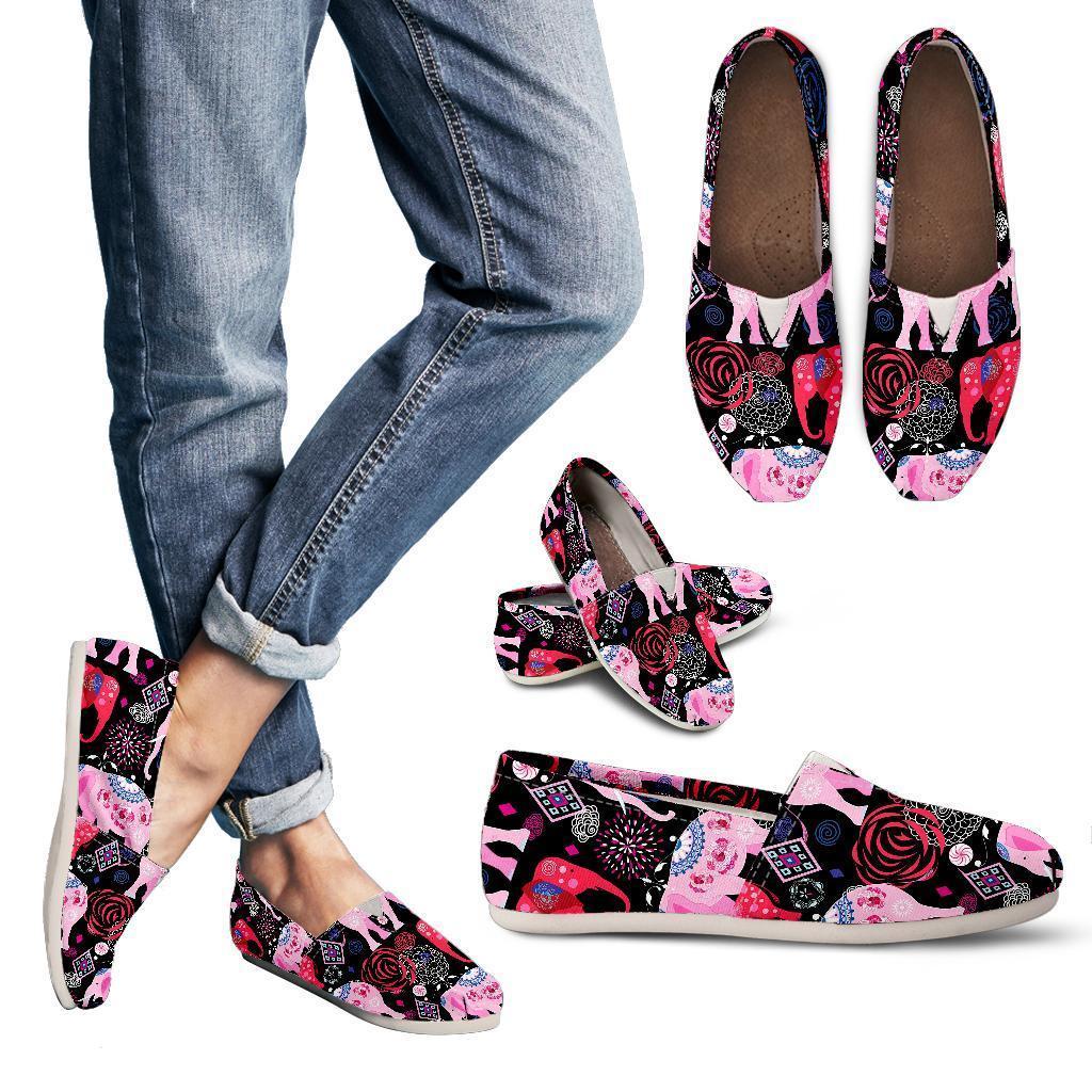 Pink Elephant Pattern Women Casual Shoes