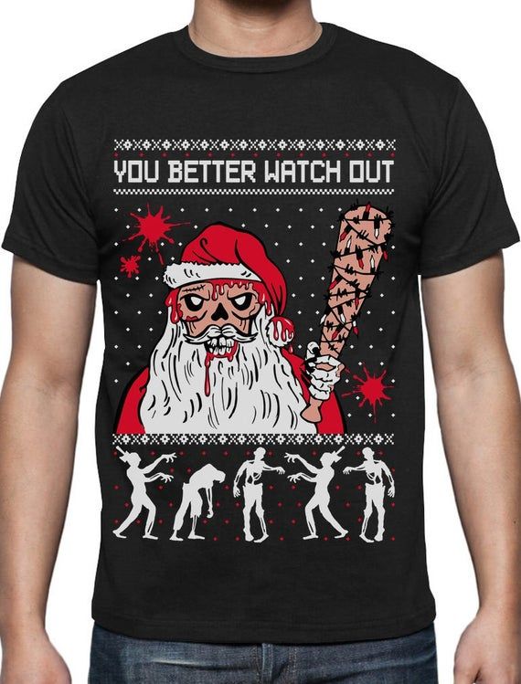 Ugly Christmas Sweater Zombie Walker Scarys And Dead Santa T Shirt