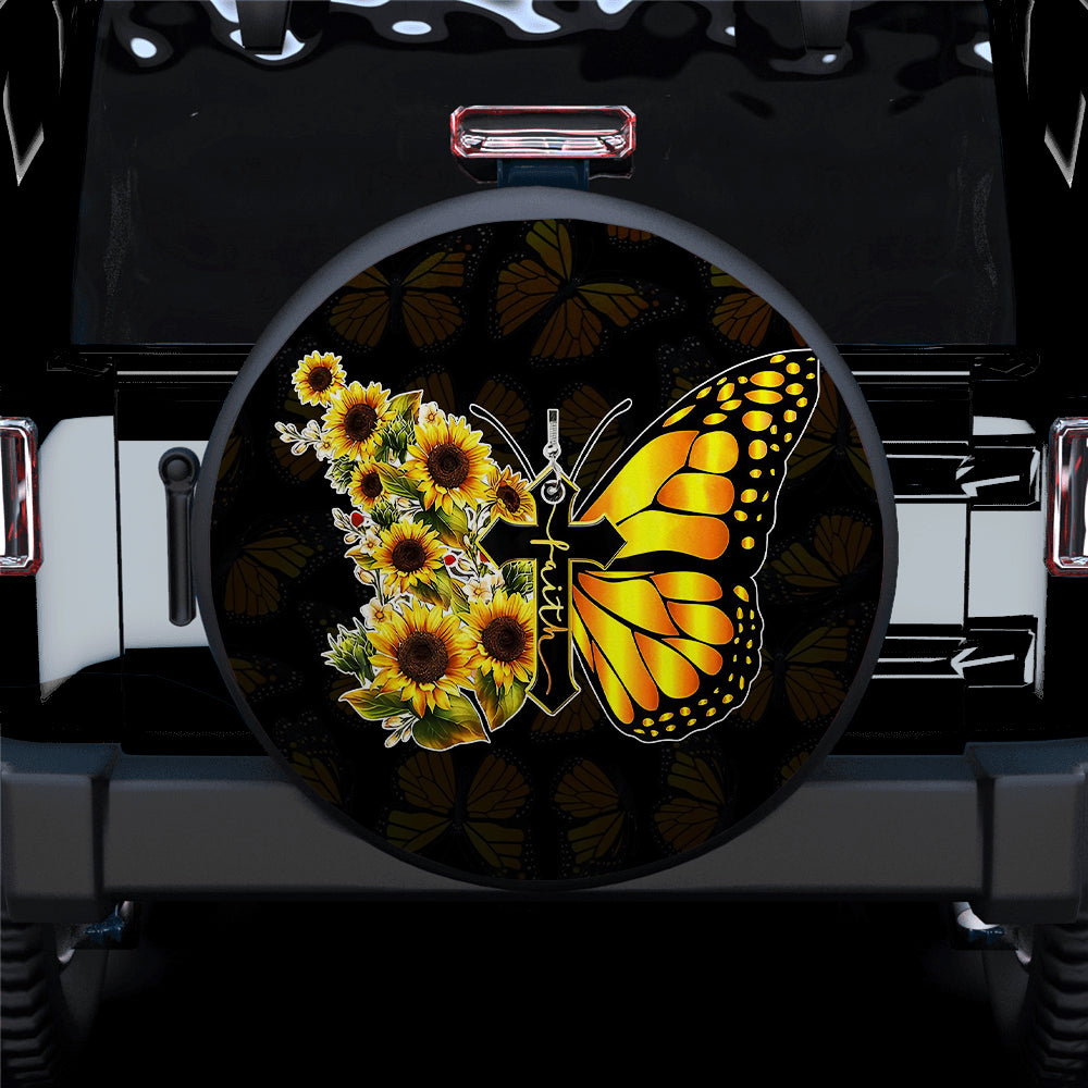 Faith Butterfly Jeep Car Spare Tire Cover Gift For Campers