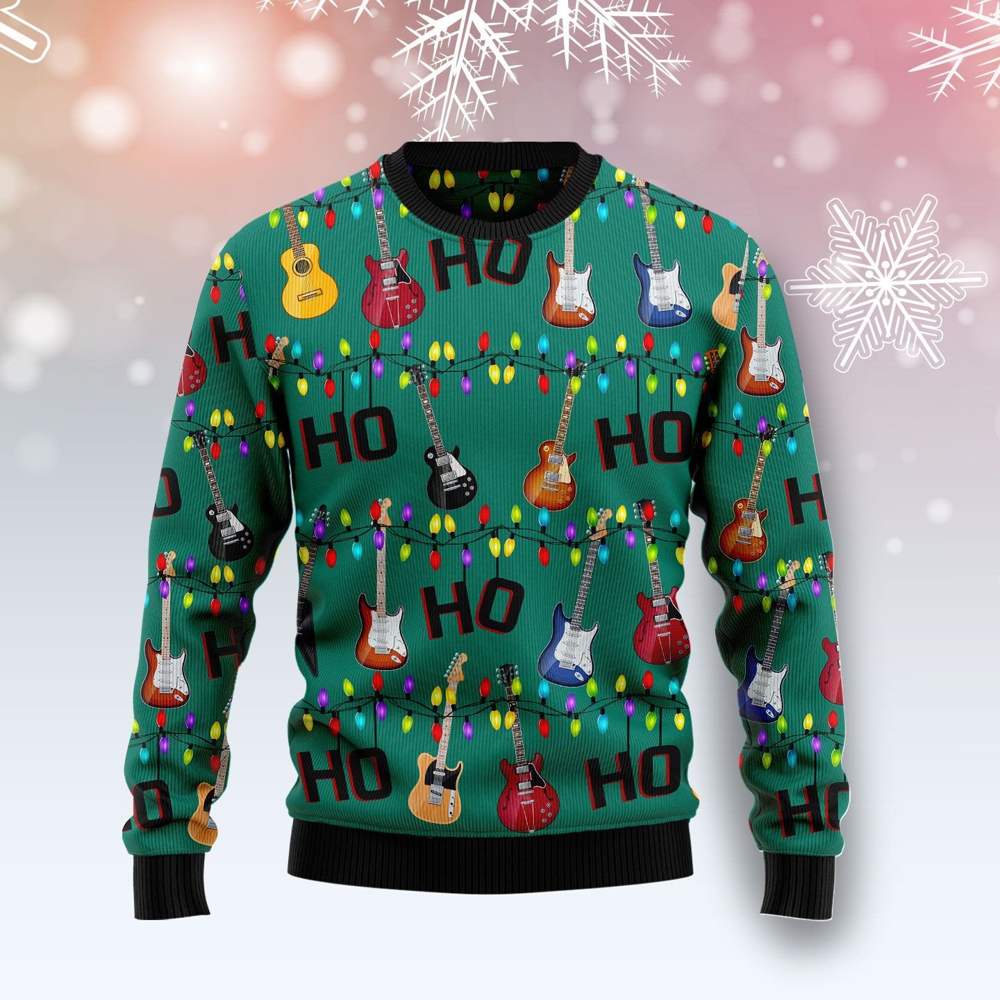 Electric Guitar Hohoho Christmas Wool Sweater
