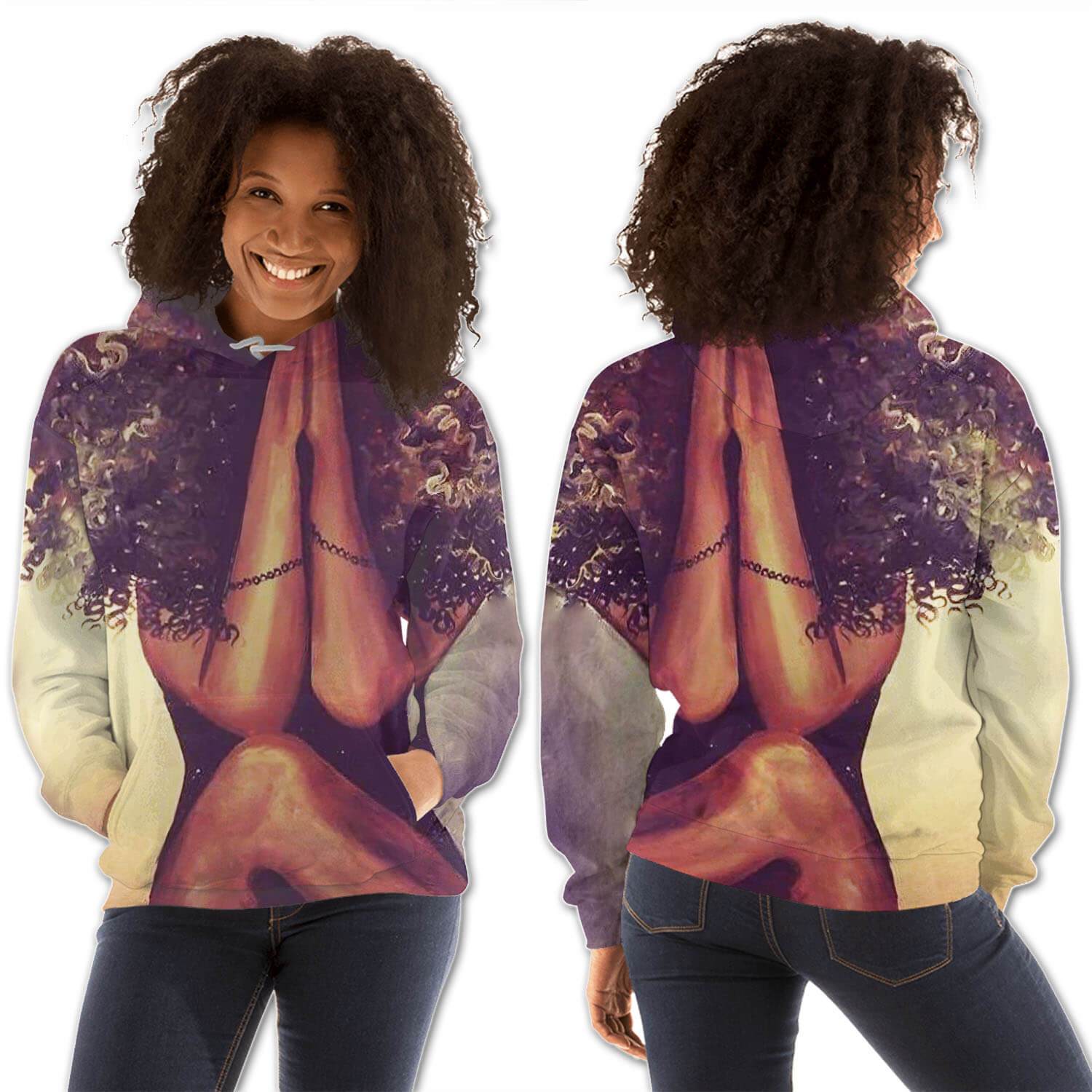 African American Hoodies Pretty Afro Girl All Over Print Womens Hooded Sweatshirt African Apparel BPS52531