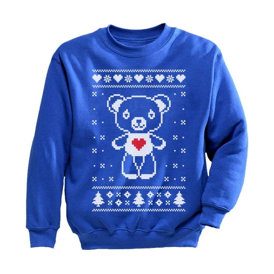 Big White Furry Bear Love – Cute Ugly Christmas Sweater Youth Kids Sweatshirt