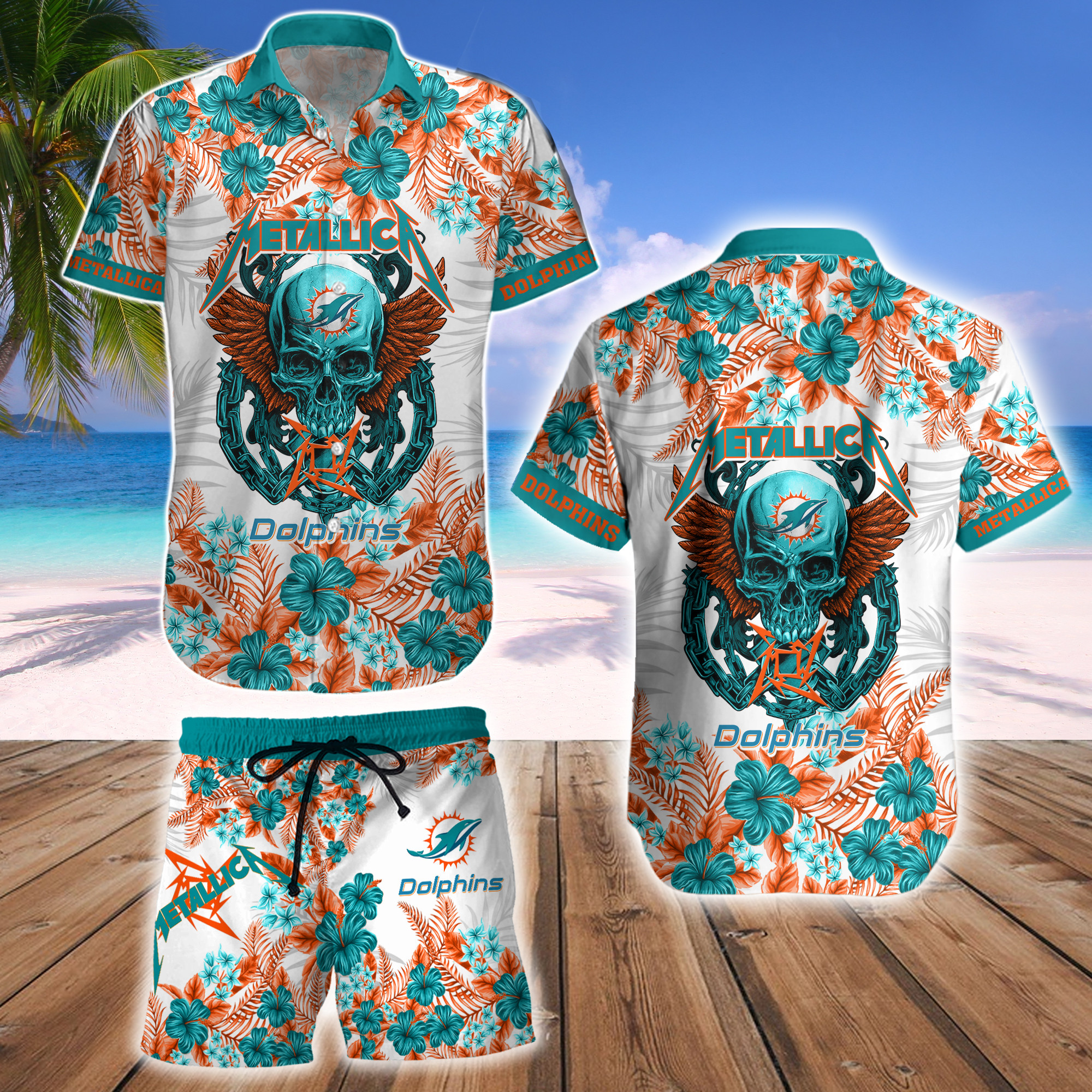 Miami Dolphins Hawaii Shirt & Shorts Bg341