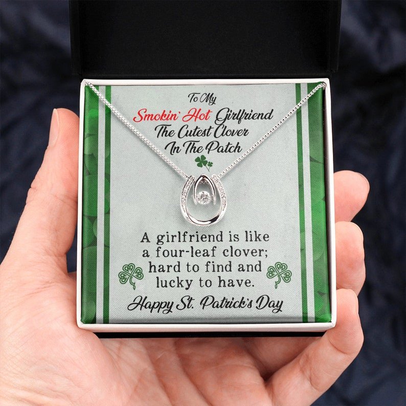 St. Patrick'S Day Gift For Girlfriend, Lucky In Love, St Pattys Day Necklace For Girlfriend, Saint Patricks Day Jewelry Irish Gifts For Her