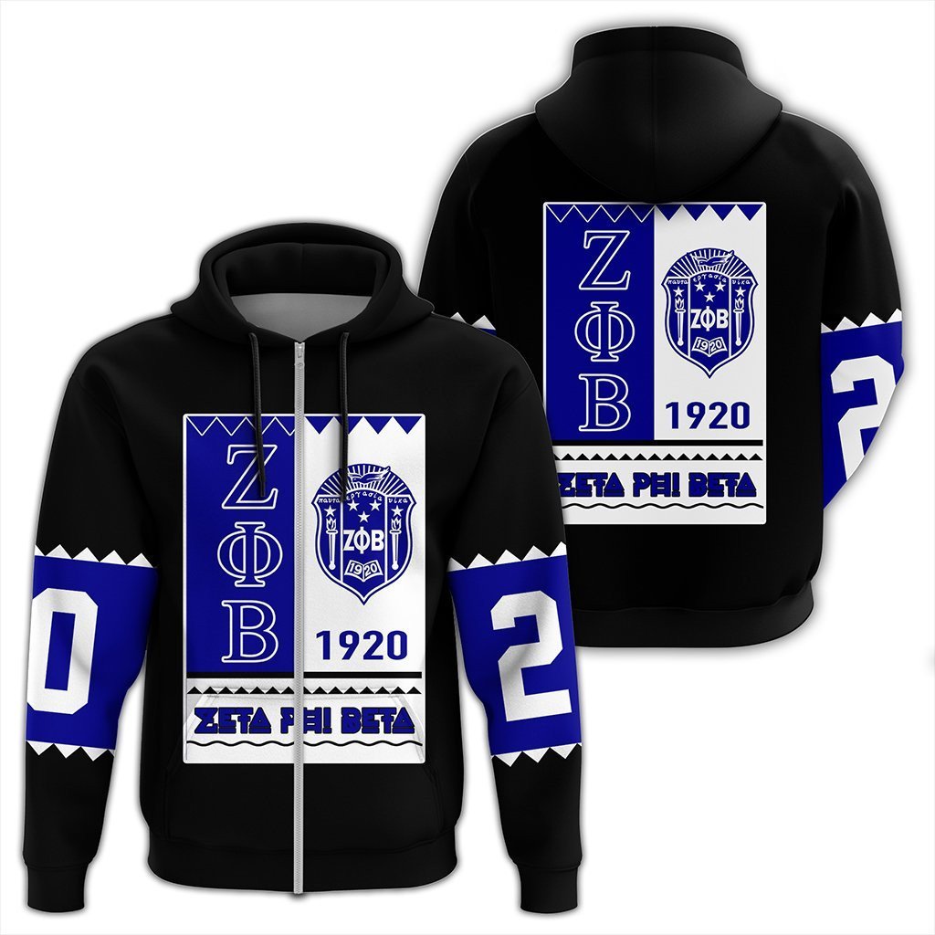 Sorority Hoodie – Zeta Phi Beta Black Style Zip Hoodie