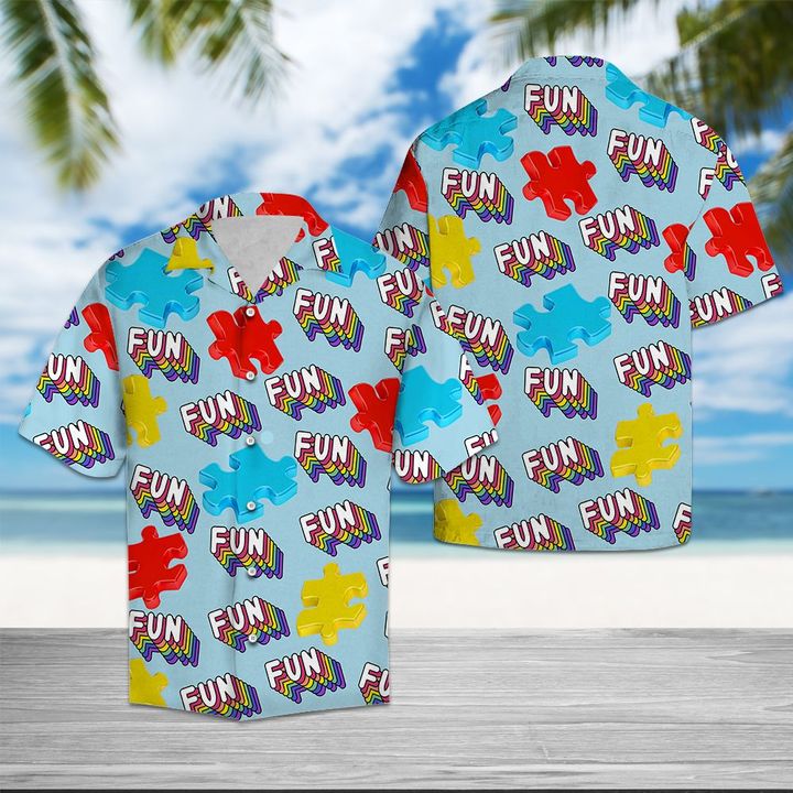 Autism Fun Summer Hawaiian Shirt Summer Button Up For Men, Women, Couple