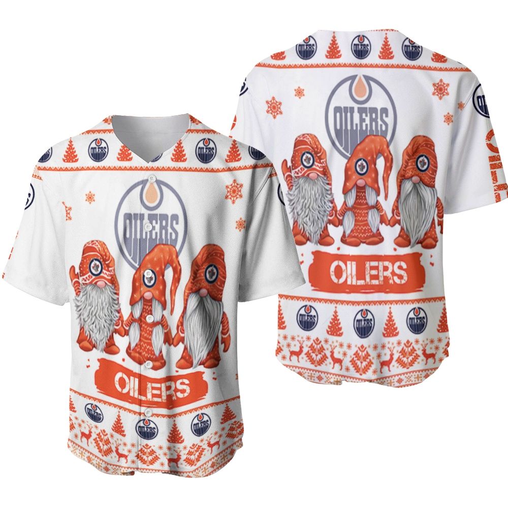 Christmas Gnomes Edmonton Oilers Ugly Sweatshirt Christmas 3D Baseball Jersey