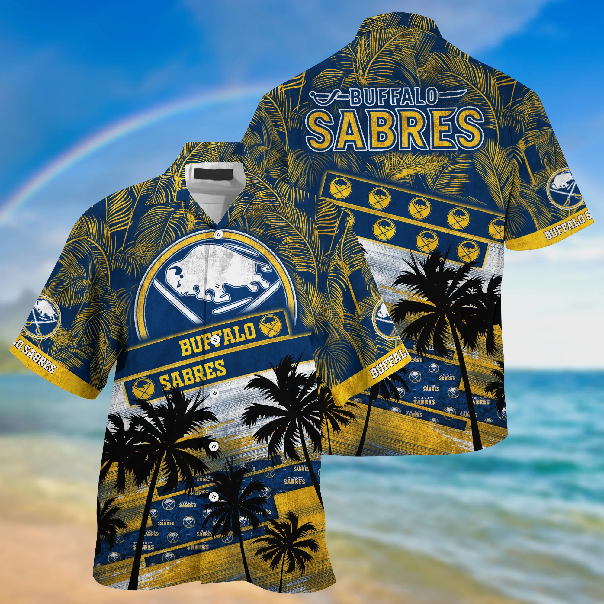 Buffalo Sabres Nhl Palm Tree Pattern Hawaii Shirt For Sports Fans Unisex Sport Hawaii Shirt