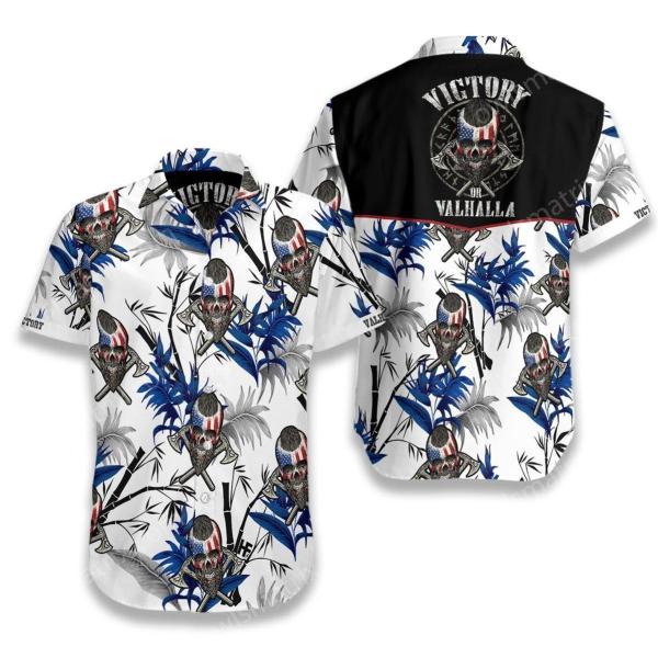 Viking Victory Of Valhalla Skull And Bamboo Hawaiian Shirt