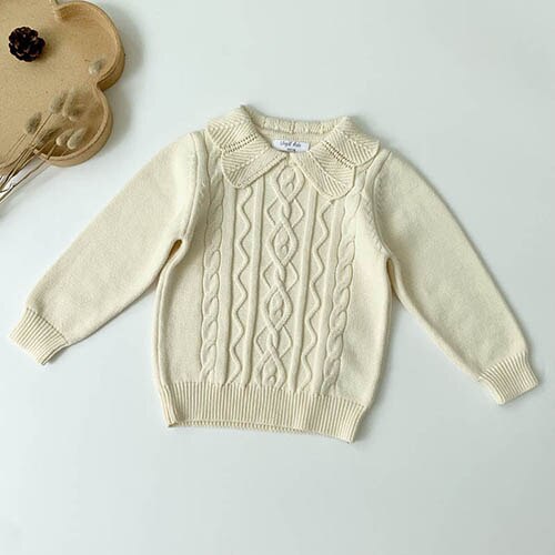 Baby Girl Autumn Winter Knitting Clothes Kids Pullovers Tops Baby Girl Pullovers Sweaters Solid Color Long Sleeve Hollowed Out alx