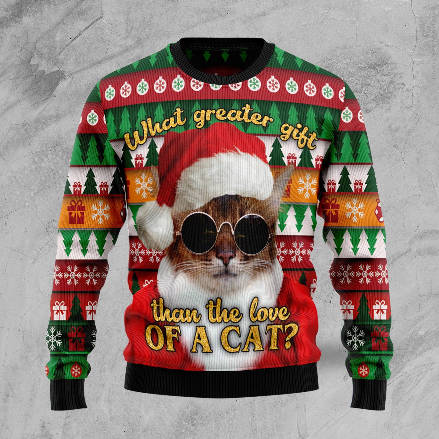 What Greater Gift Than The Love Of A Cat Ugly Christmas Sweater | For Men & Women | Adult | Us4226