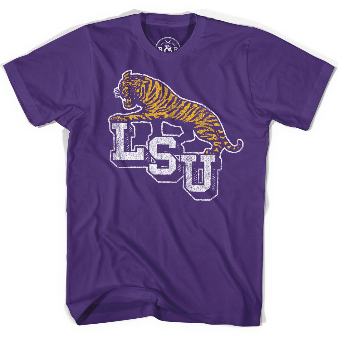 B&B Dry Goods Lsu Tigers 68 Tiger Steps T-Shirt – Deep Purple