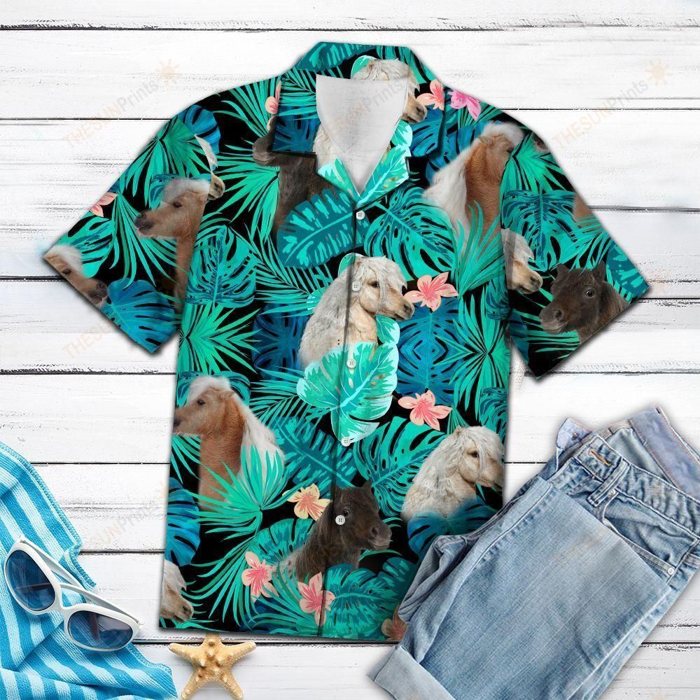 Miniature Horse Green Tropical Hawaiian Shirt Ha107612