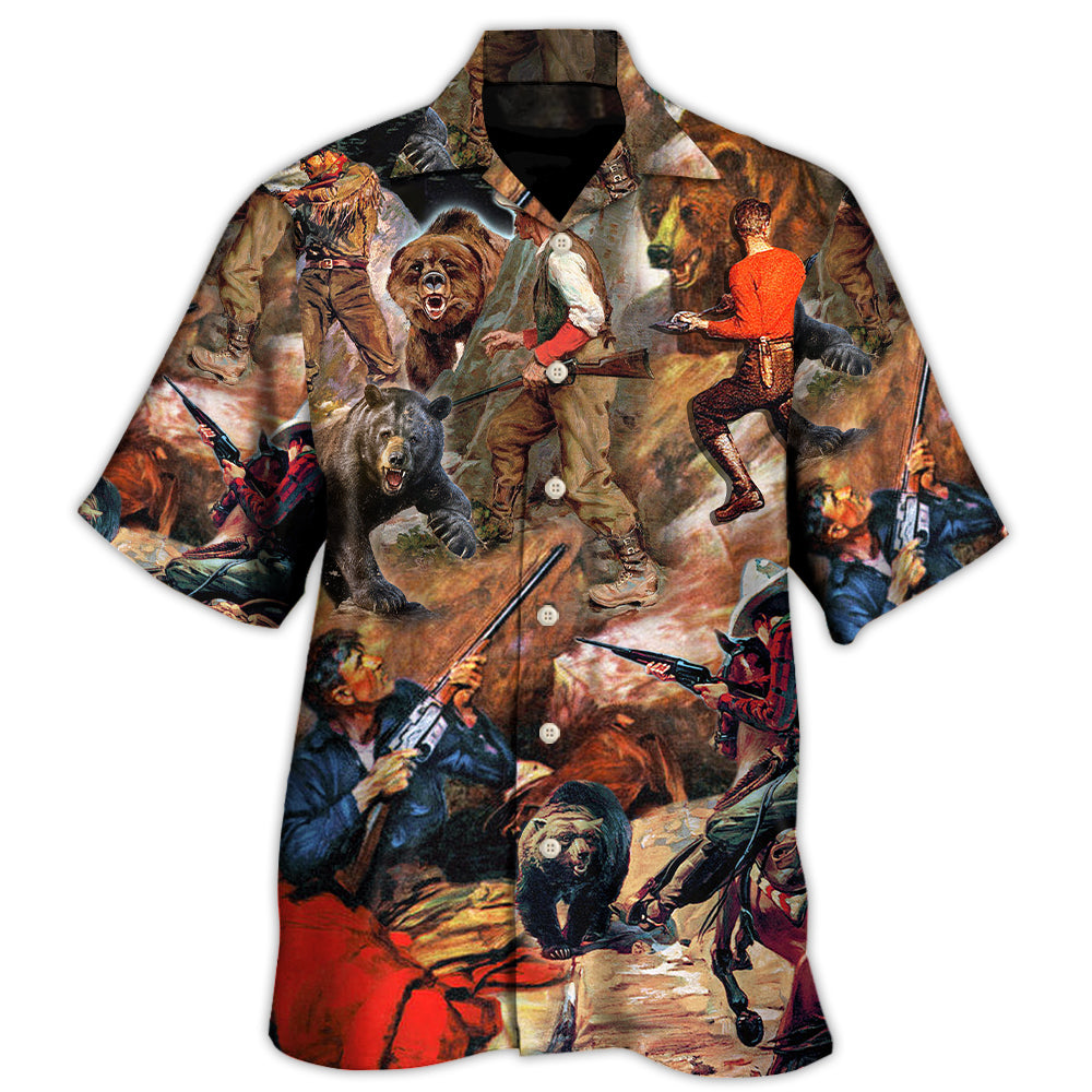 Hunting Bear Cow Boy Cool Art Style Hawaii Shirt Ha15724