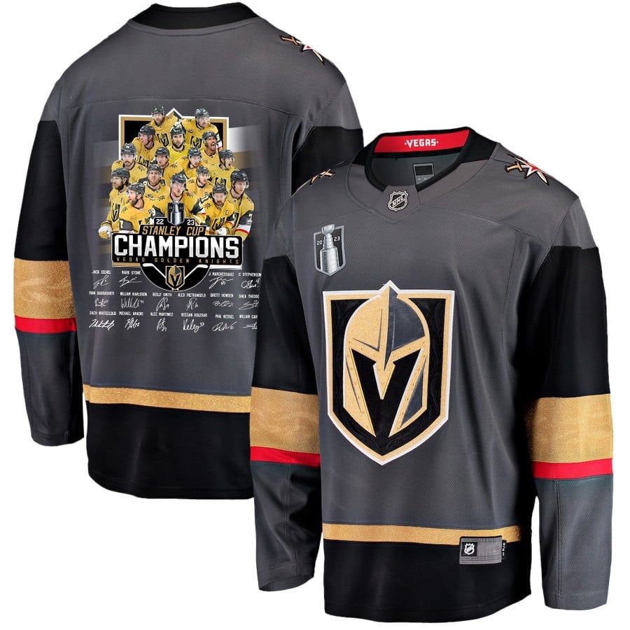 Vegas Golden Knights Players Signatures 2023 Stanley Cup Men Jersey – Black