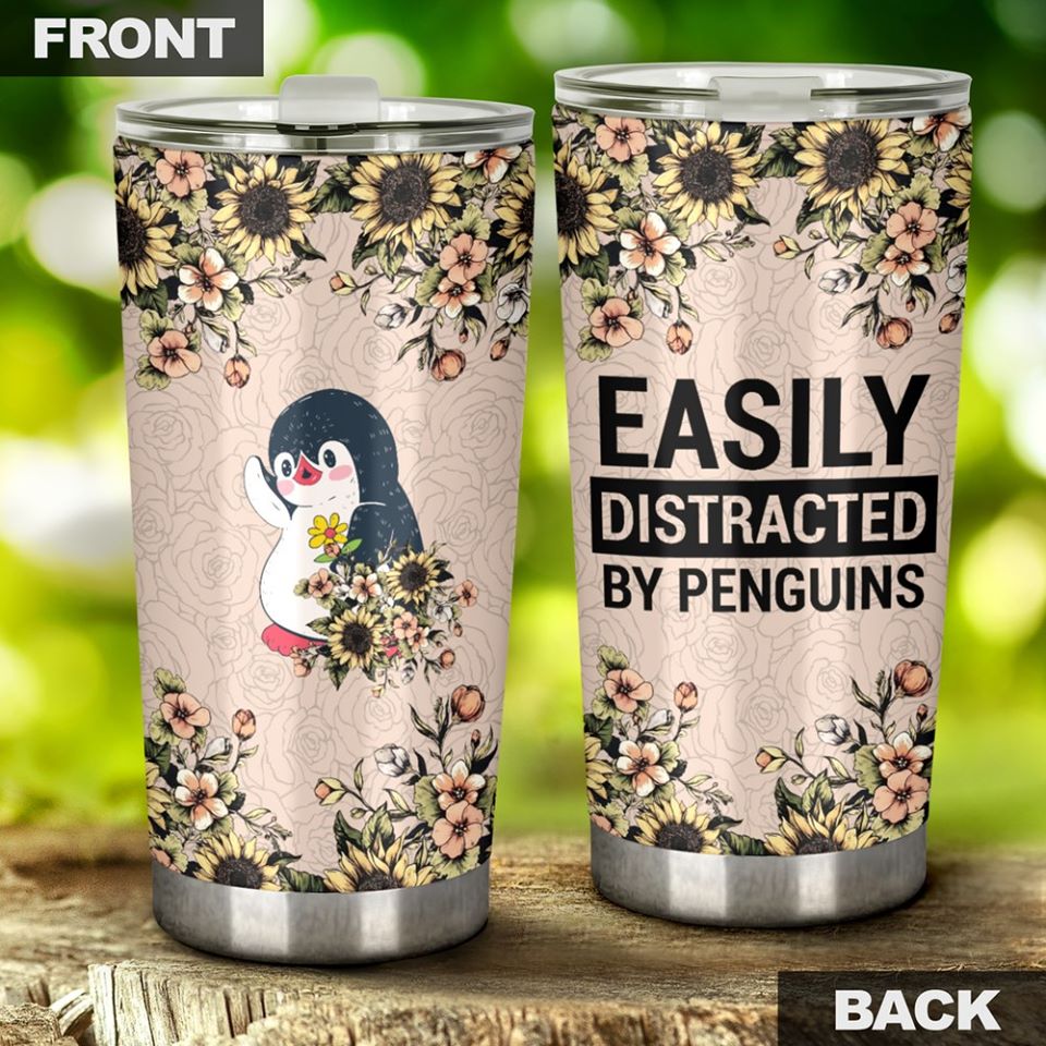 Fun Car Decor Penguin Easily Destracted By Penguins – 20Oz Stainless Steel Tumbler