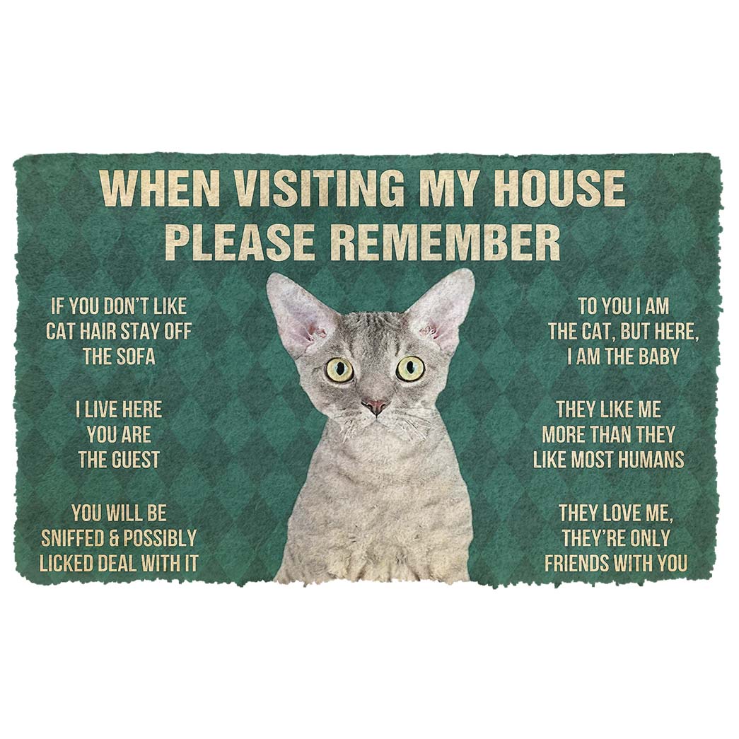 Gearhumans 3D Please Remember Devon Rex Cats House Rules Custom Doormat