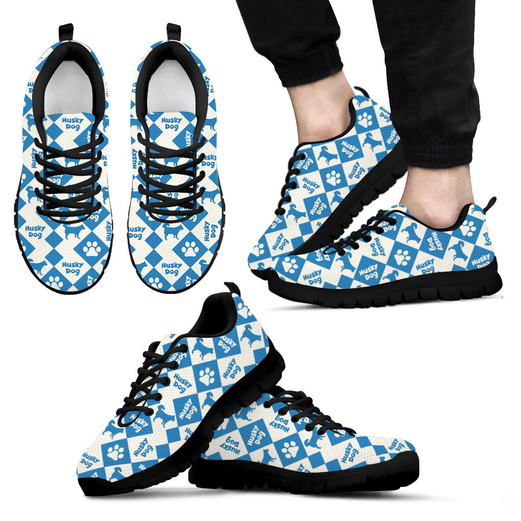 Husky Dog Lover Shoes Caro Pattern Sneaker Walking Shoes – Best Shoes For Dog Lover, Best Gift For Dog Mom