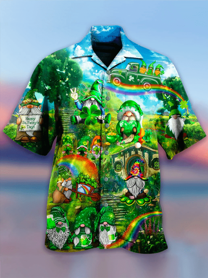 Amazing Irish Gnomes So Cute On Patrick Day Green Hawaii Aloha Shirts Ha106308