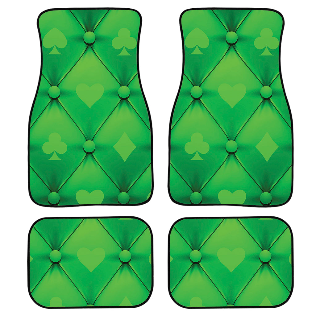 Green Playing Card Suits Pattern Print Front And Back Car Floor Mats, Front Car Mat