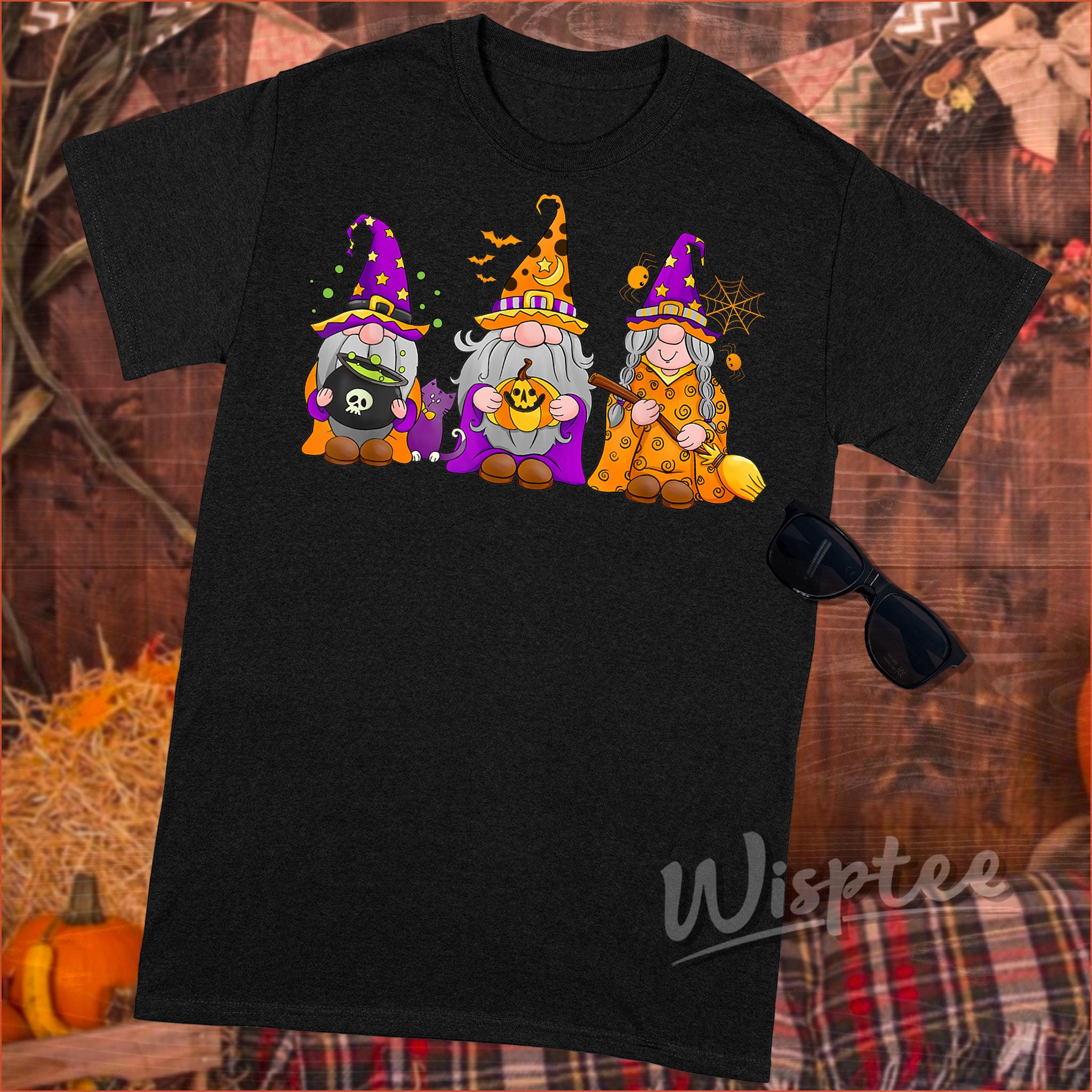 Happy Fall Y’All Gnome Leopard Pumpkin Funny Autumn Gnomes – Standard T-Shirt