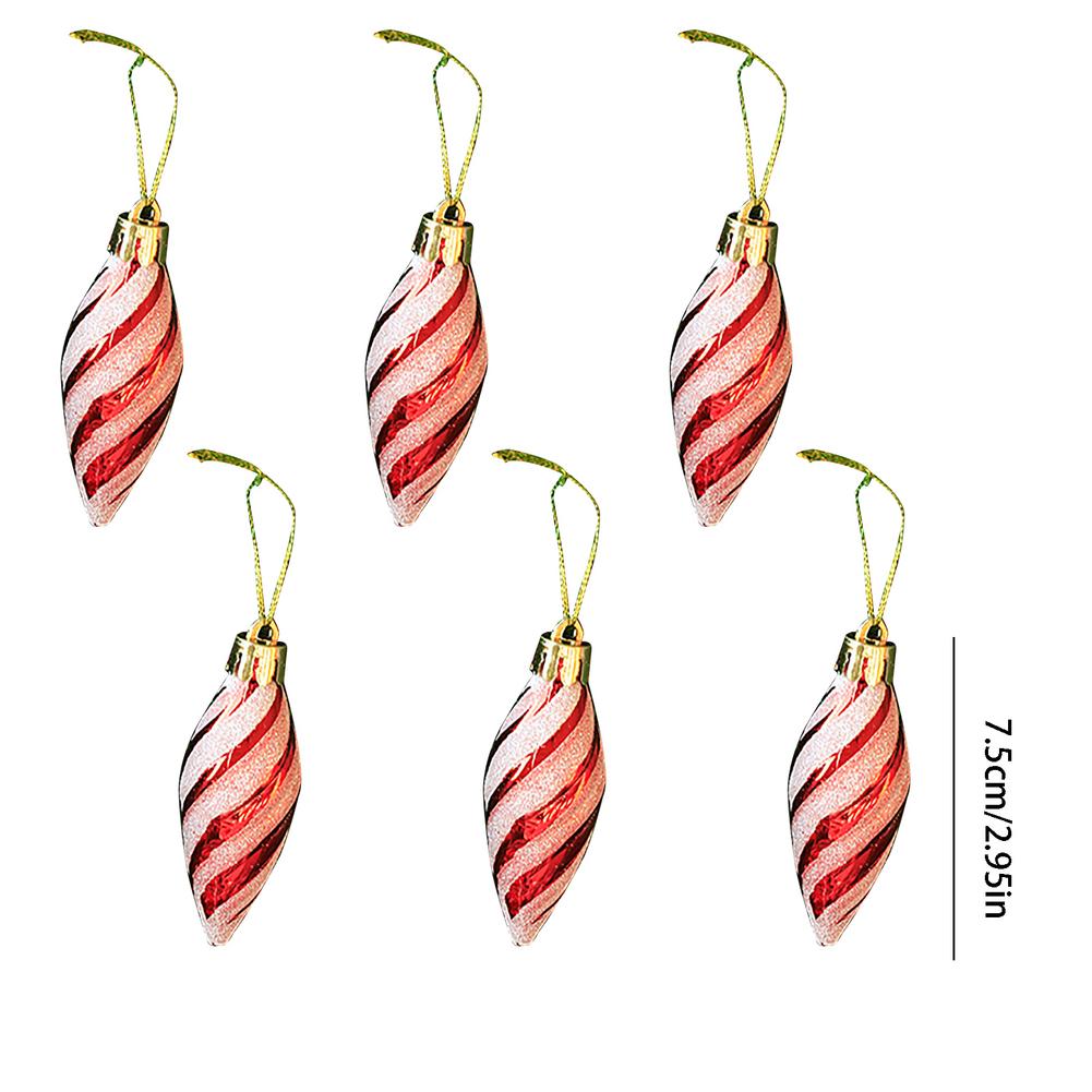 6pcs Christmas Ornament Red And White Candy Lollipops Christmas Tree Decoration New Year Party Hanging Balls Home Window Decor alx