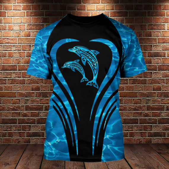 Dolphin Heart 3D All Over Gift For Dolphin Lovers Us Unisex Size Shirt