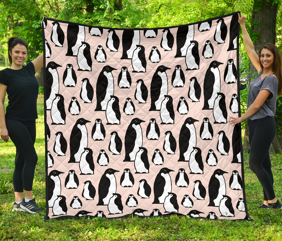 Penguin Pattern Background Premium Quilt