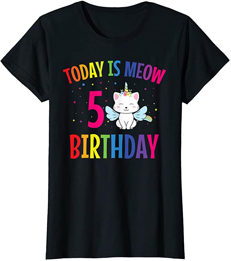 Birthday 5th Cat Unicorn Funny Kitten Adorable Girl Gift T-Shirt