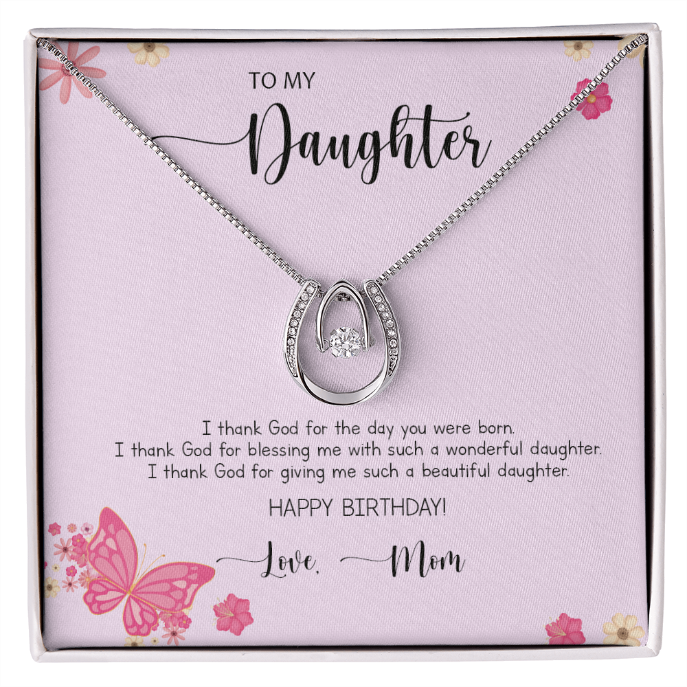 To My Daughter Pink Butterfly Theme – Birthday – From Mom, Gift For Daughter, Daughter Jewelry, Daughters Birthday Gift, Daughter Jewelry, Daughter Graduation Gift, Anniversary, Christmas Gift, Valentine’S, Mother’S Day, Mom Daughter Necklace