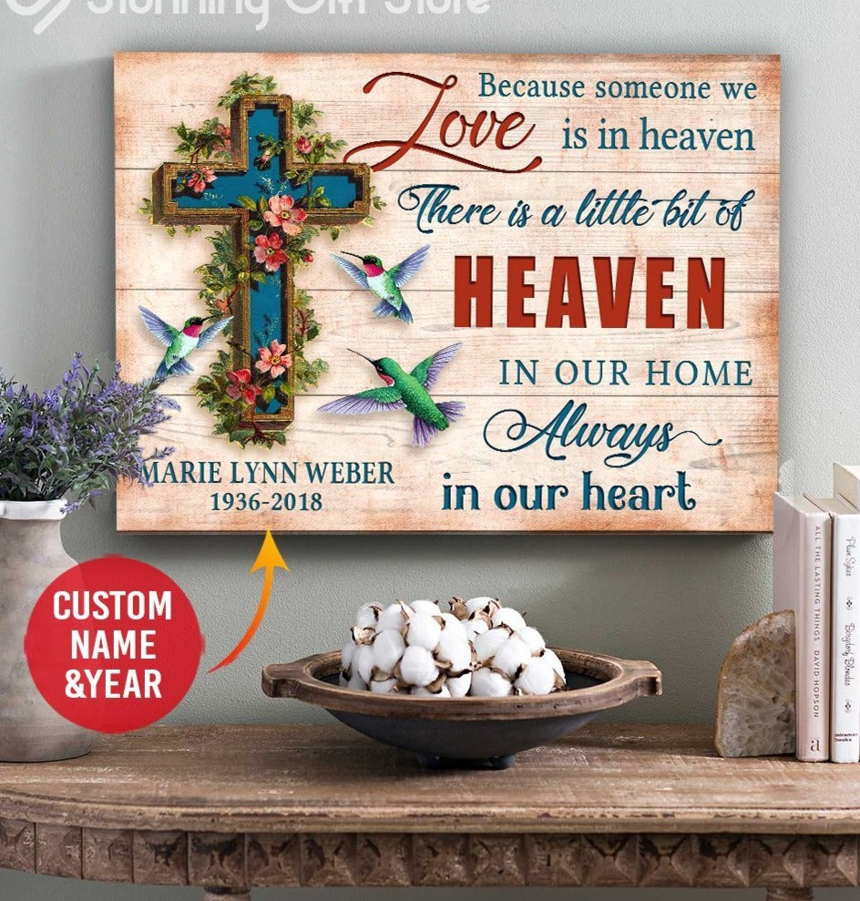 Personalized Name Text Canvas, Posteres Hummingbird Wall Art Canvas, Poster Memorial Gift For Loss Of Relatives – In