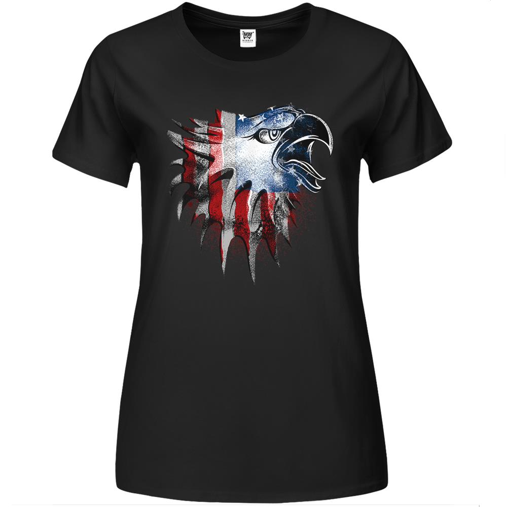 American Bald Eagle USA Flag Patriotic Vintage Premium Womens Tshirts