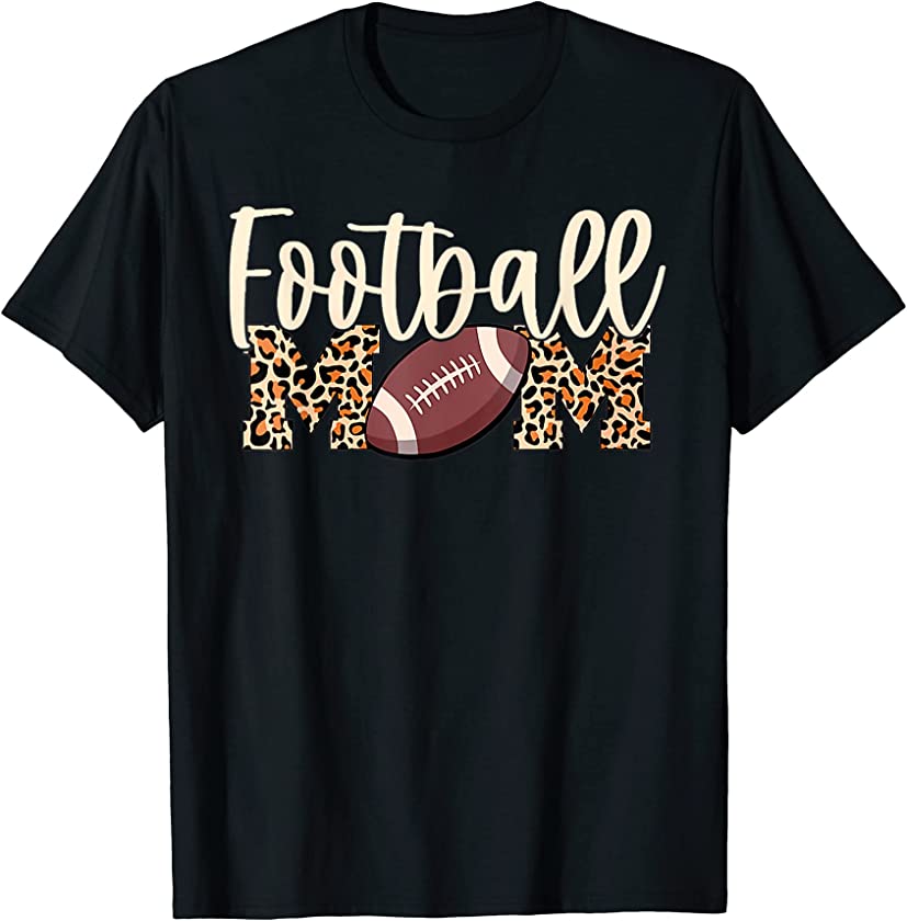 Womens Football Mom Leopard Print T-Shirt