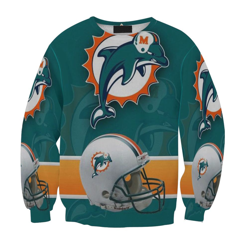 Miami Dolphins Logo And Helmet Gift For Fan 3D Full Printing Sweatshirt