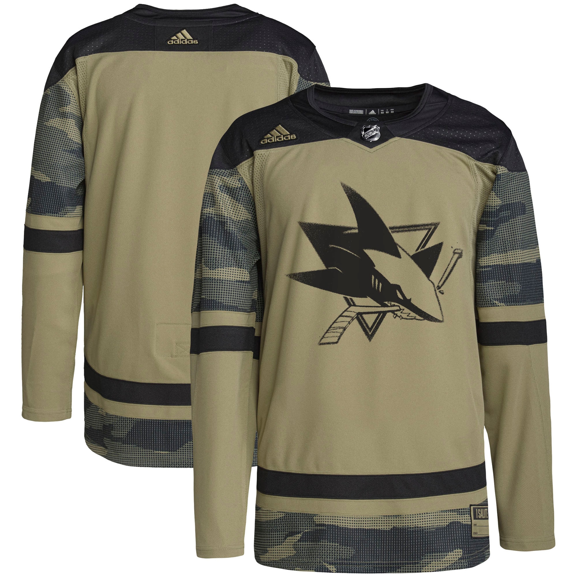 Men's San Jose Sharks adidas Camo Military Appreciation Team Authentic Practice Jersey