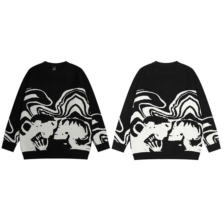 Retro Painting Skull Sweater