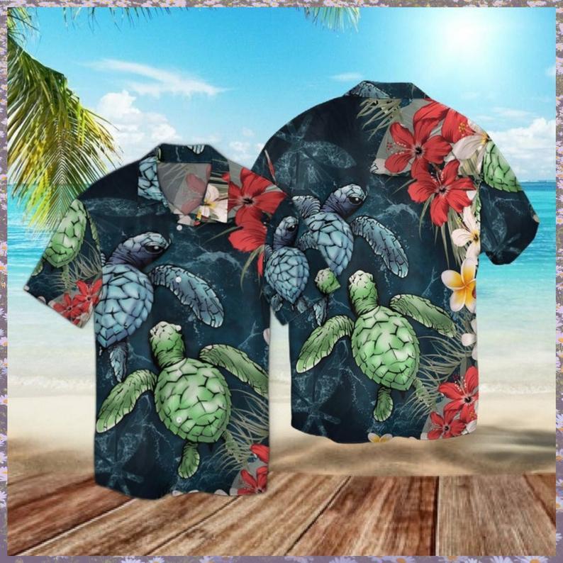 Sea Turtle Floral Hawaii Shirt Unisex Adult Ha21525