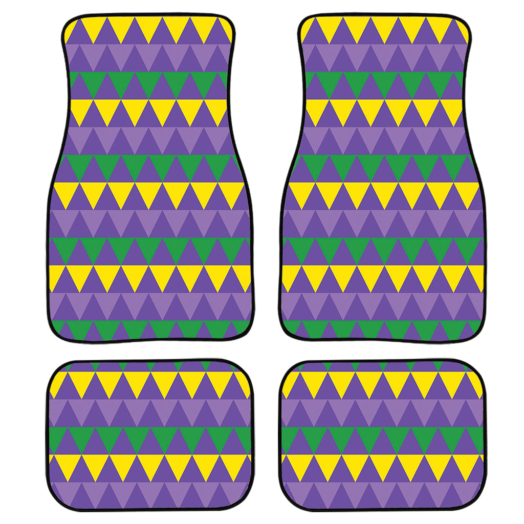 Geometric Mardi Gras Pattern Print Front And Back Car Floor Mats, Front Car Mat