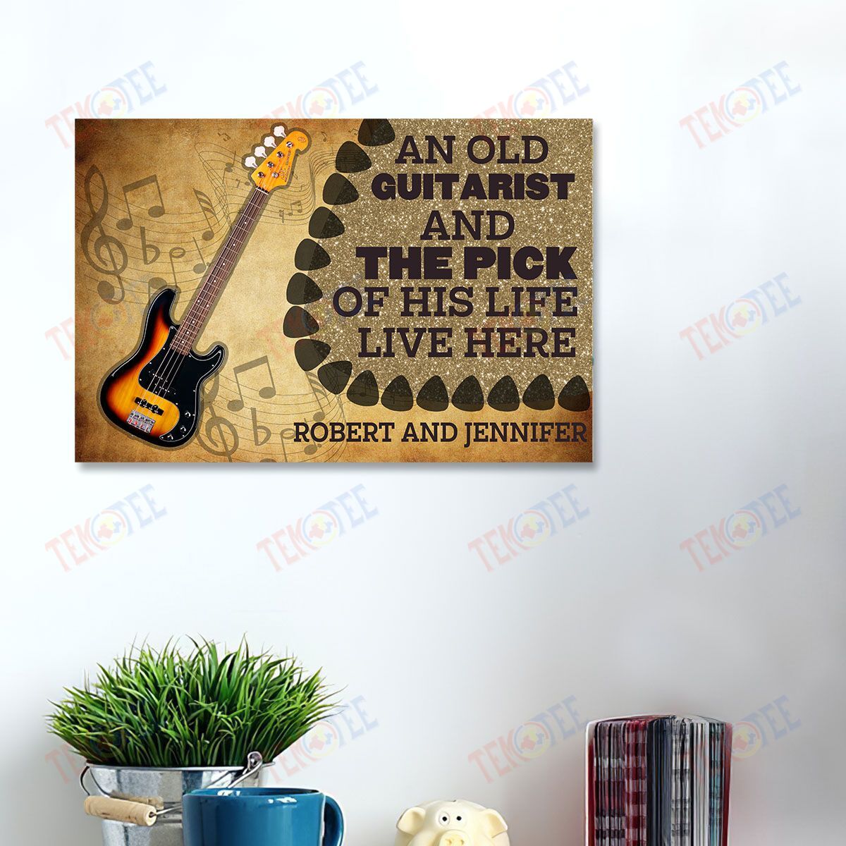 Canvas Prints An Old Guitarist And The Pick Of His Life Doormat Design Art Walls Home Decor Canvas