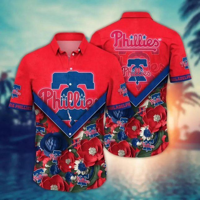 Philadelphia Phillies Hawaiian Shirt Floral Diamond Design