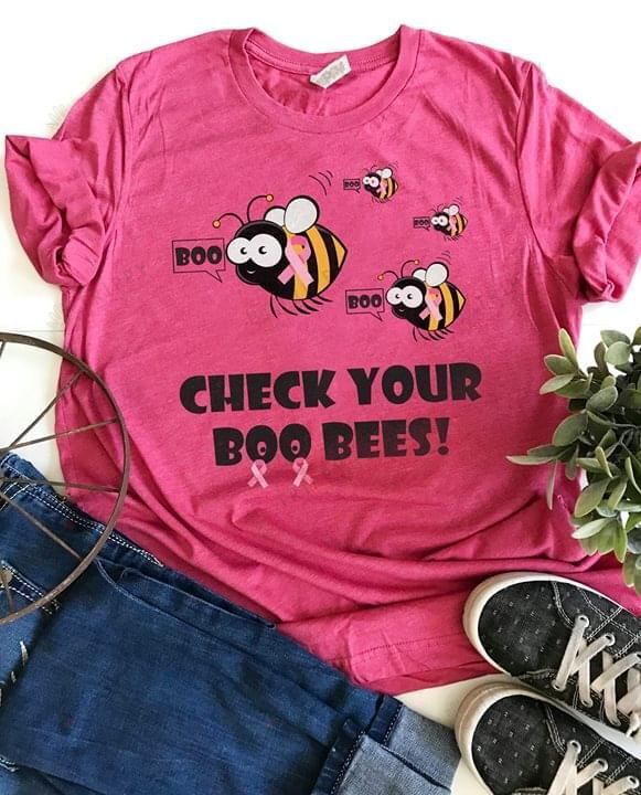 Check Your Boo Bees Breast Cancer Awareness Graphic Unisex T Shirt, Sweatshirt, Hoodie Size S – 5Xl