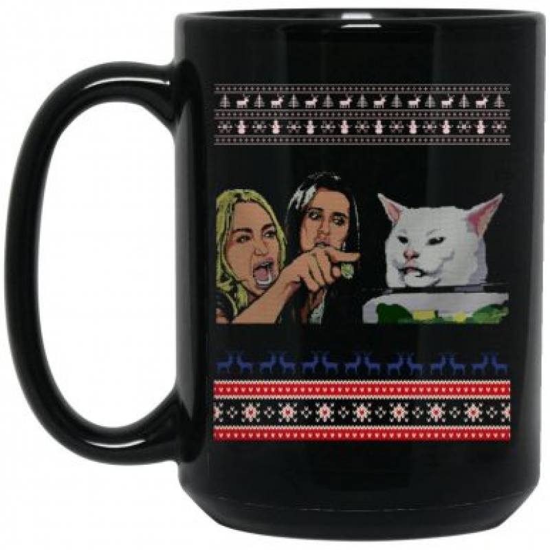 Woman Yelling at a Cat Ugly Christmas Sweater Meme Funny  Mug