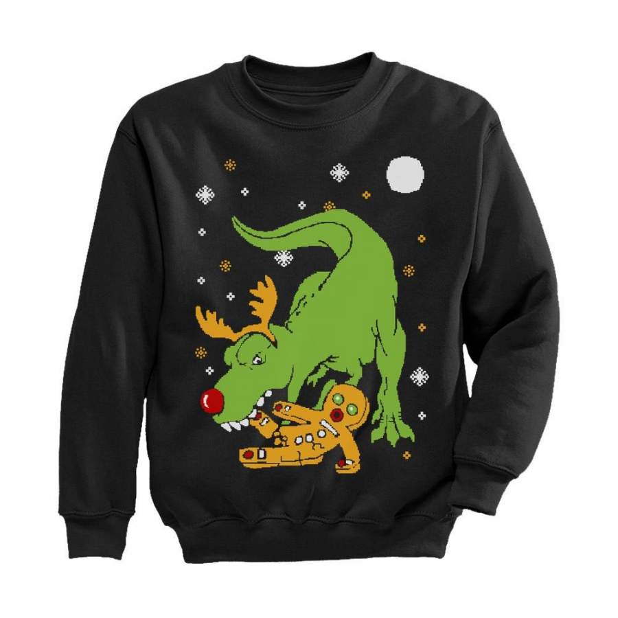 T-Rex Biting Gingerbread Ugly Christmas Toddler/Kids Sweatshirt