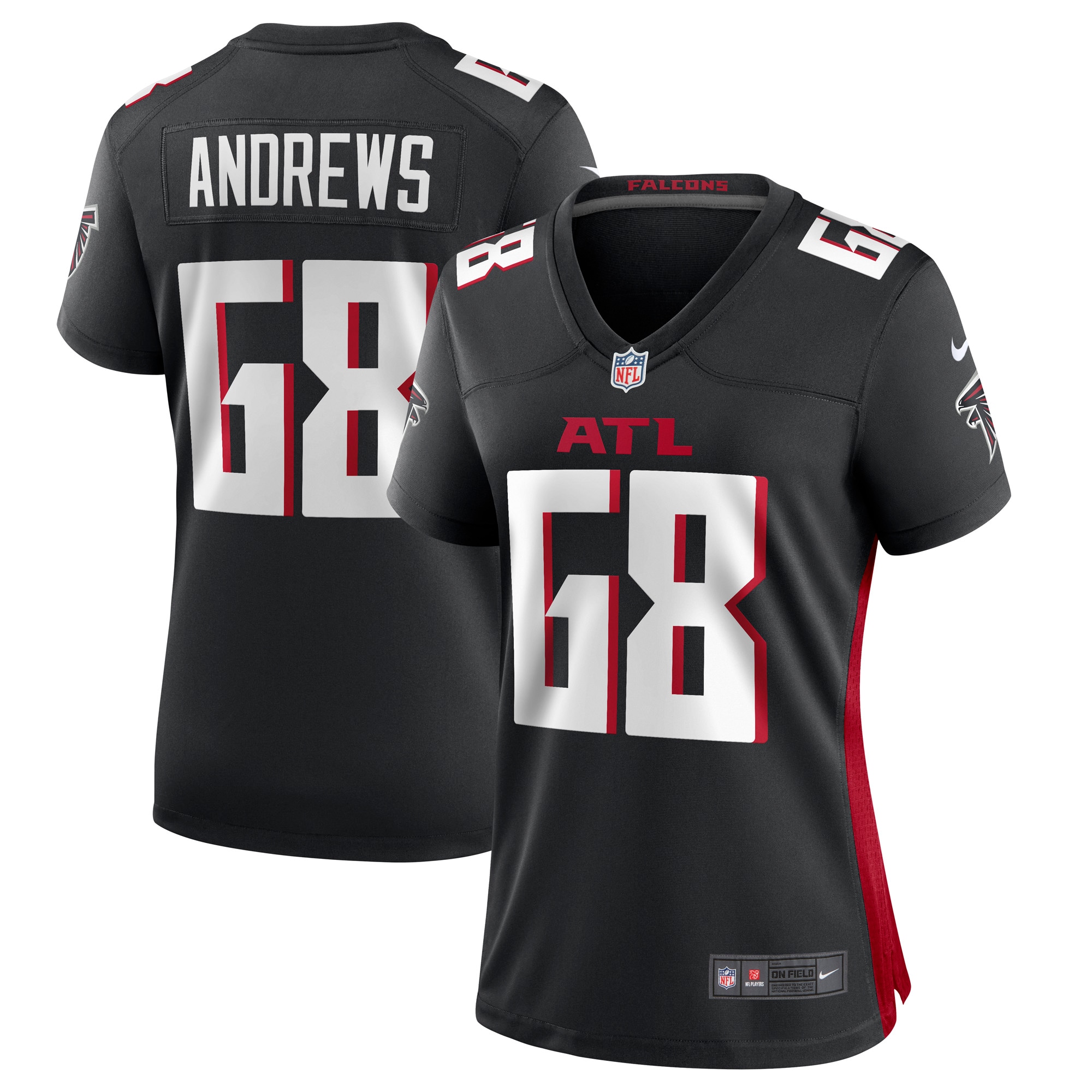 Women’s Atlanta Falcons Josh Andrews Black Game Player Jersey