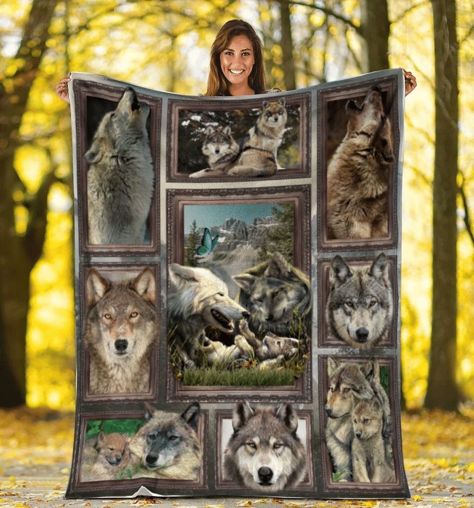 3D Grey Wolf Wild Animals Cozy Fleece Blanket Sherpa Blanket